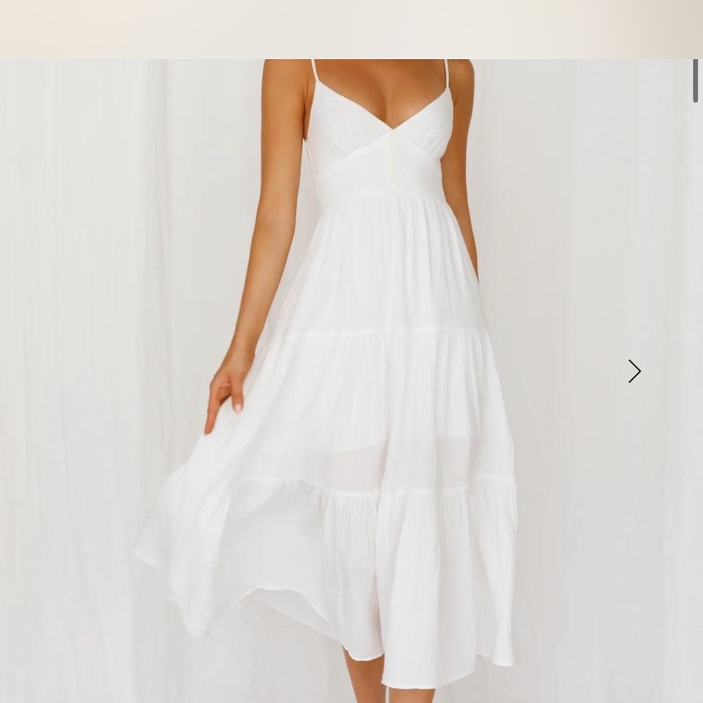Hello Molly White Sleeveless Asymmetrical Sundress